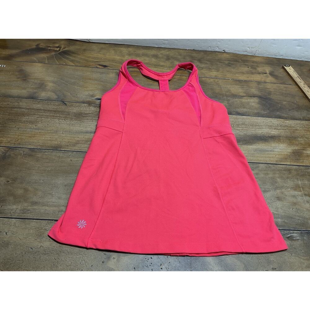 Athleta Women Pink Athletic Shelf Bra Raceback Tank Top Size M